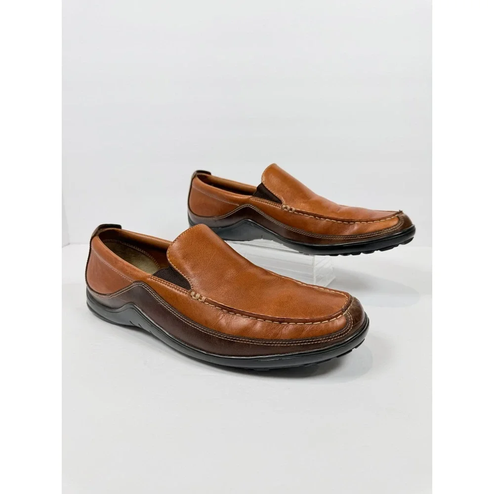 Cole Haan Mens‎ Tan Brown Leather Slip On Loafers Vibram Sole C03559 Size 12M